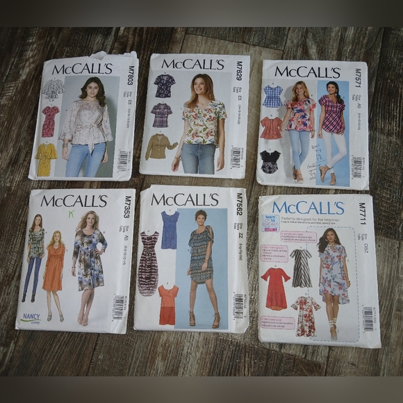 Lot Of 6 McCall's Women's Clothing Sewing Patterns 3 shirt patterns and 3 dress - Picture 1 of 5